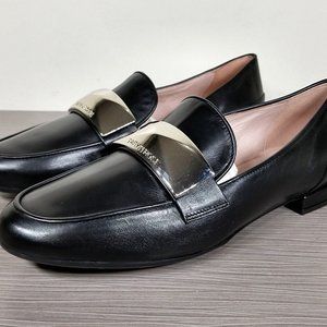 Taryn Rose Elena Loafer, Black Leather, Womens Size 7 M